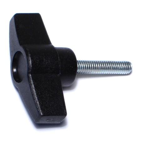 MIDWEST FASTENER 6mm-1.0 x 30mm Black Plastic Coarse Male Threaded Stud T-Knobs 2PK 78002